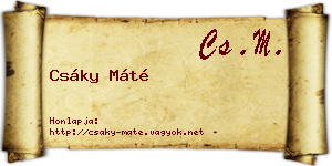 Csáky Máté névjegykártya
